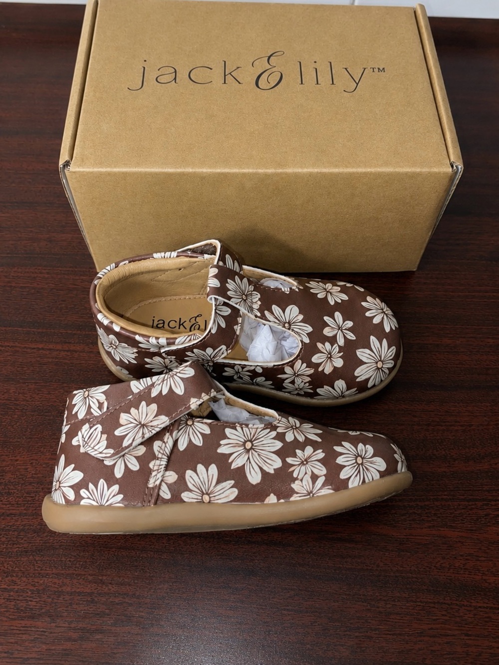 Jack & Lily Brown Floral Kids Mary Jane Shoes